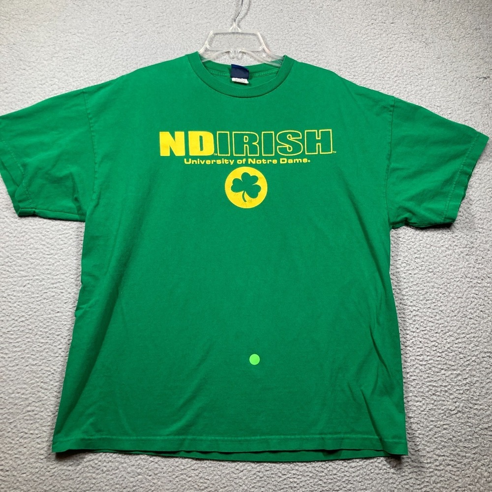 University of Notre Dame Fighting Irish T Shirt Adult XL Green Short Sleeve FLAW